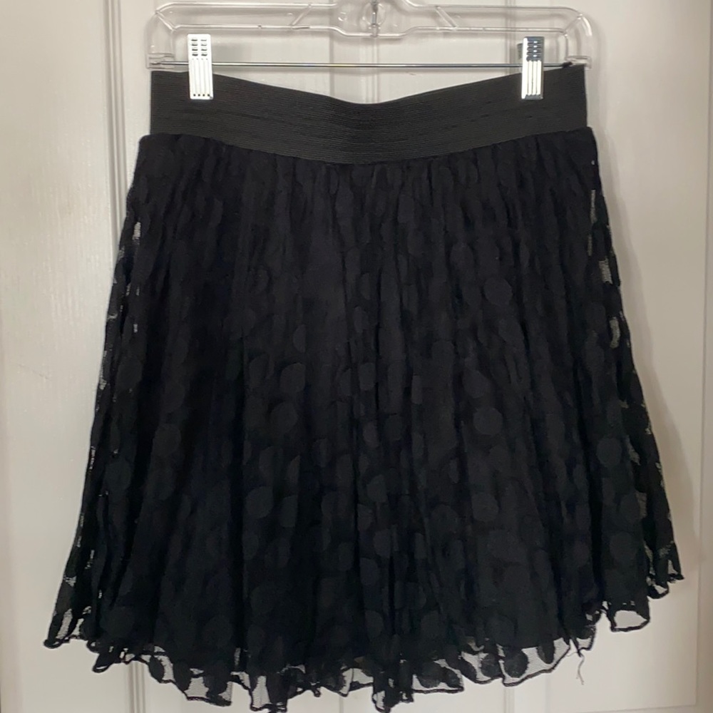 Stretch waistband black polka dot sheer top layer